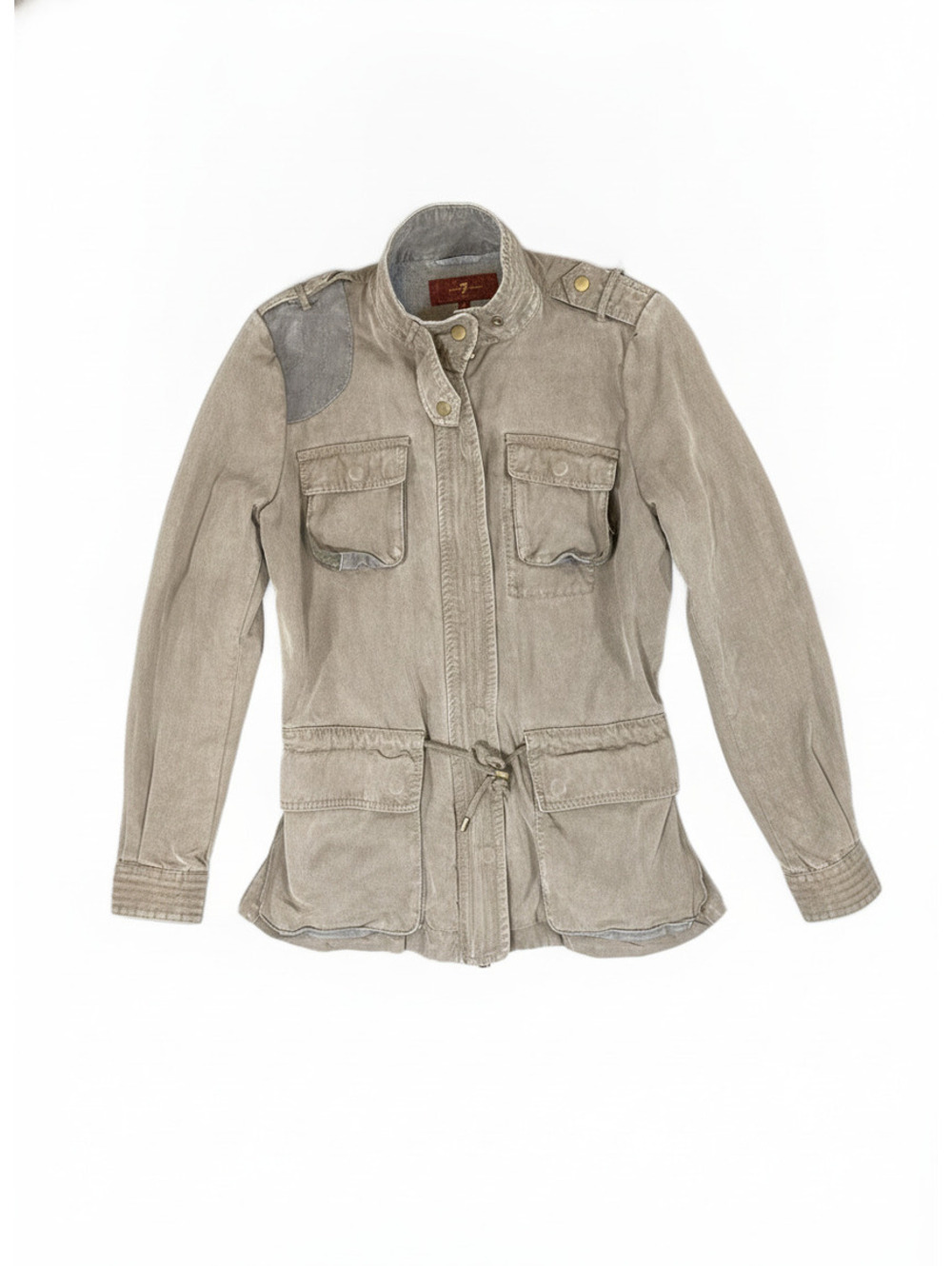 7 for All Mankind Women's Utility Jacket Two Tone Button and Zip Closure Small